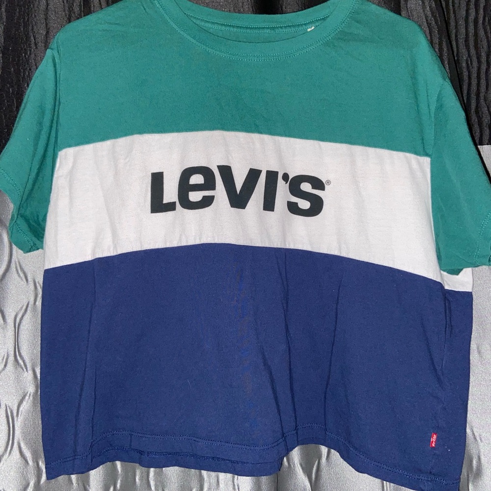 Levi’s colorblock striped crop top tee